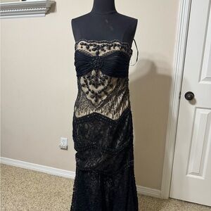 Elegant Black Beaded Evening Gown